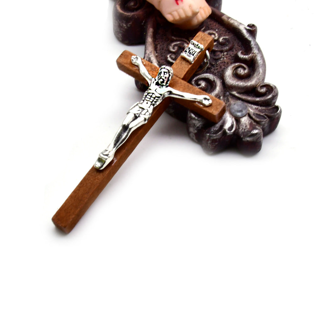 Wooden Crucifix Cross with Jesus – Handcrafted Christian Pendant