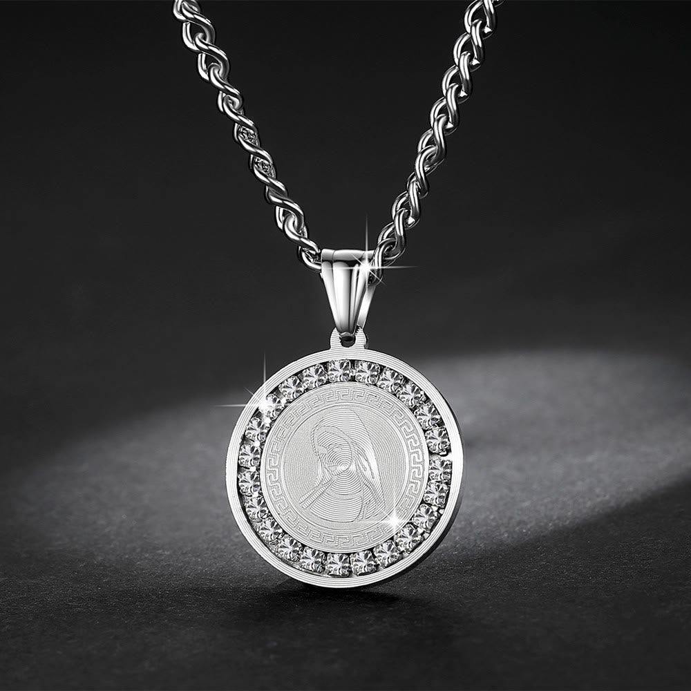 Zircon Set Virgin Mary Titanium Pendant Necklace