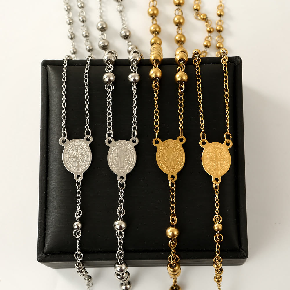 Stainless Steel Beads St. Benedict Crucifix Rosary