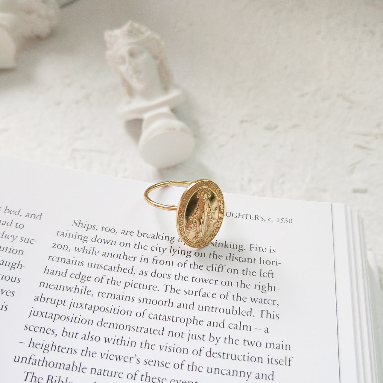 S925 Sterling Silver Miraculous Mary Bless Protection Ring