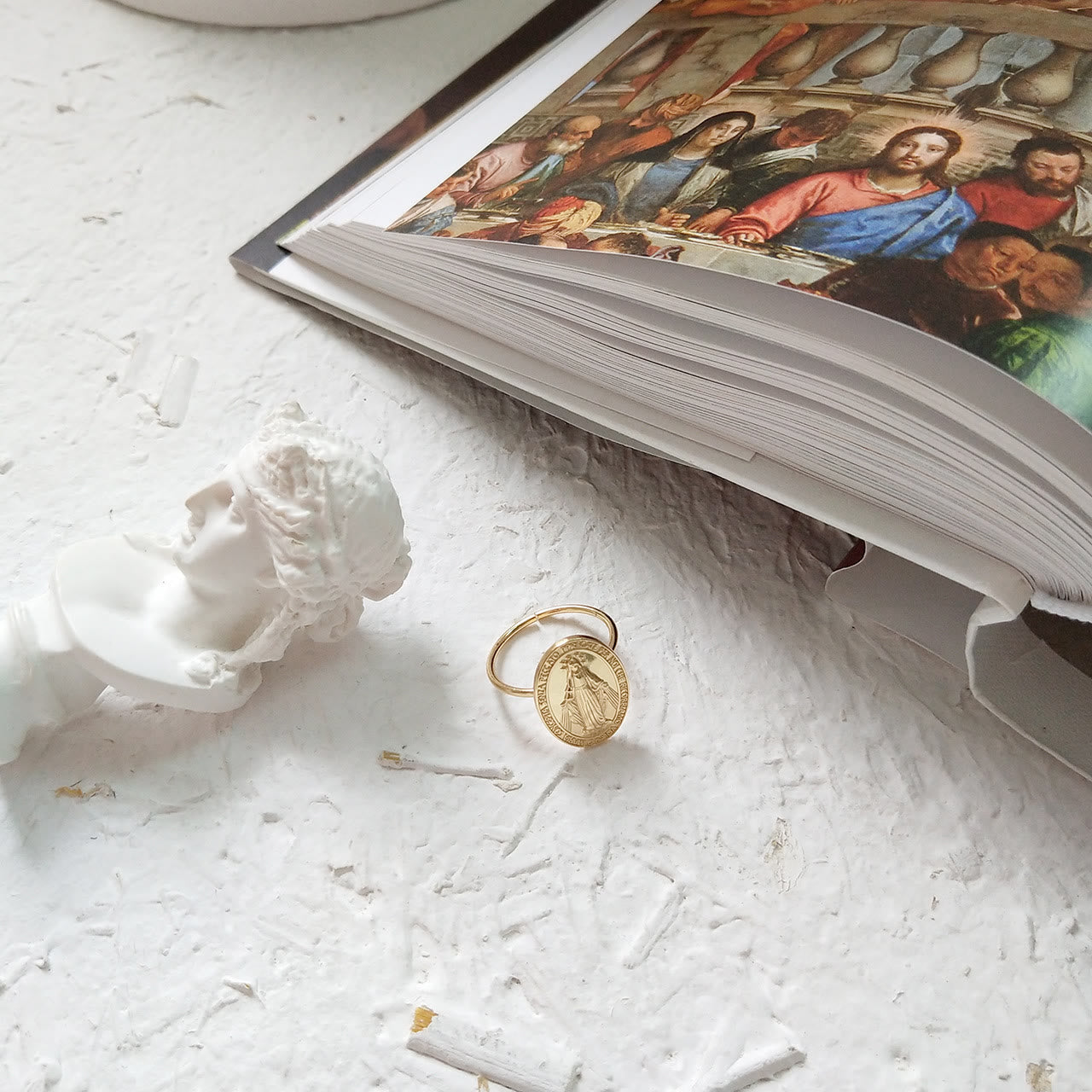 S925 Sterling Silver Miraculous Mary Bless Protection Ring