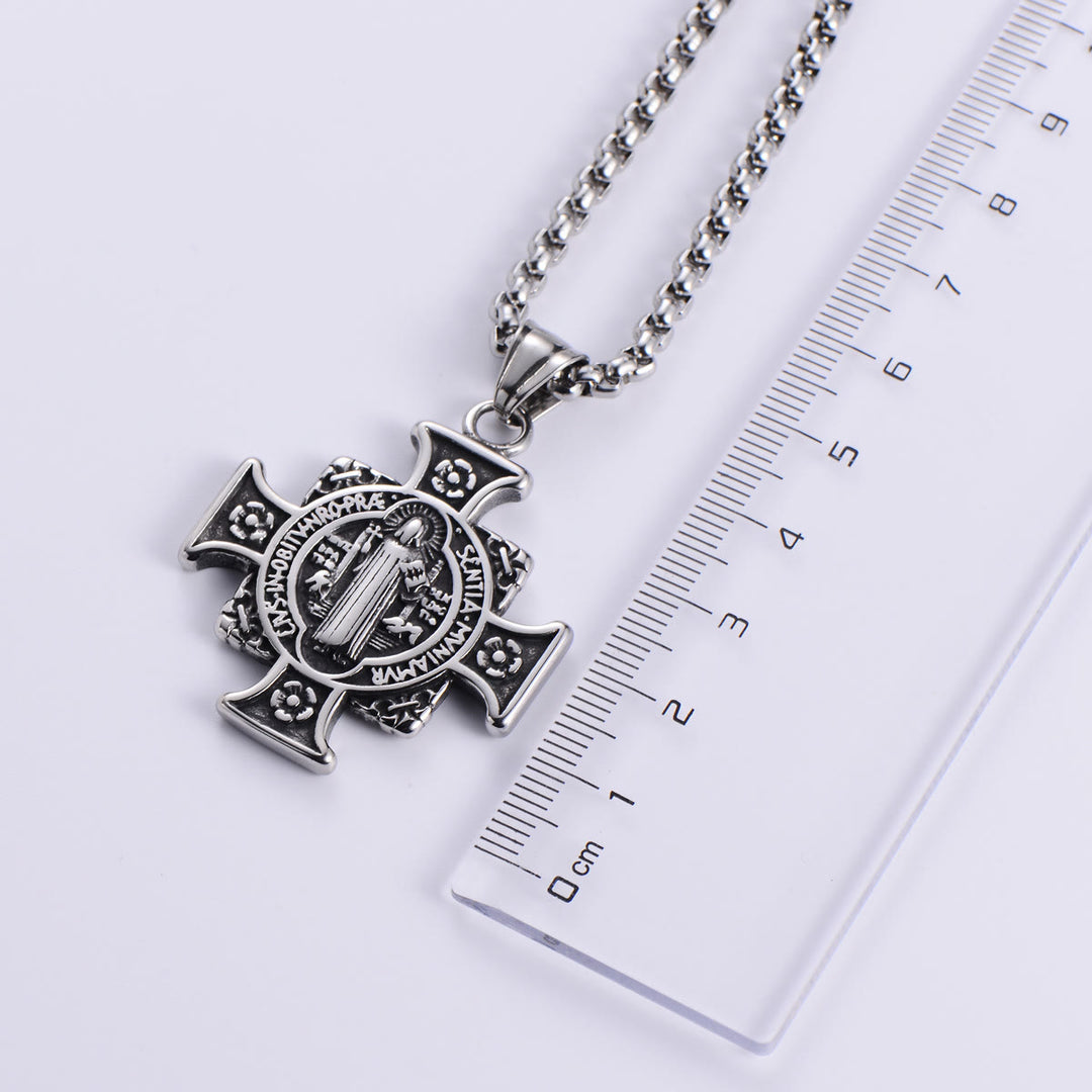 Saint Benedict Cross Pendant Necklace – Protection & Faith