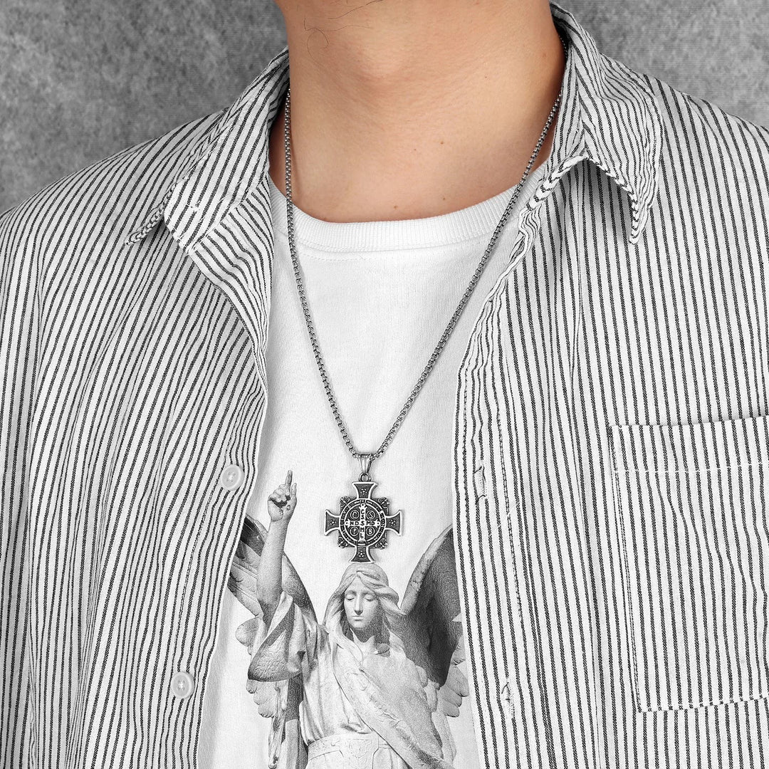 Saint Benedict Cross Pendant Necklace – Protection & Faith