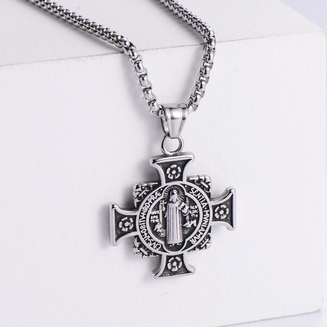 Saint Benedict Cross Pendant Necklace – Protection & Faith