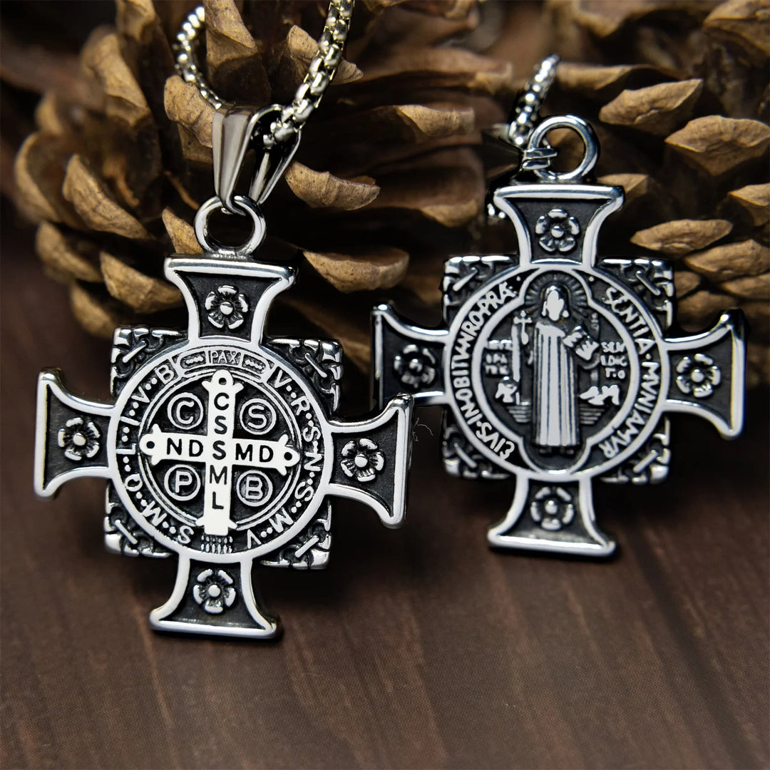 Saint Benedict Cross Pendant Necklace – Protection & Faith