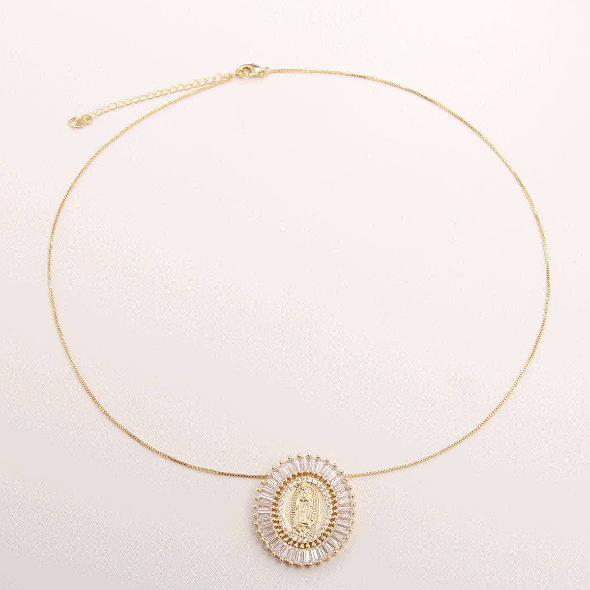 Our Lady of Guadalupe Zirconia Amulet Pendant Necklace