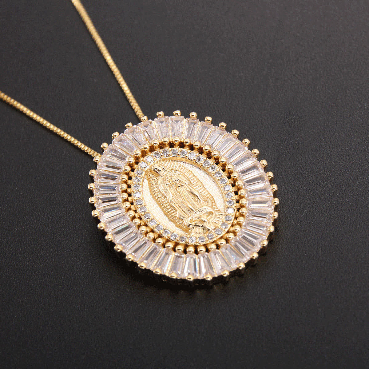 Our Lady of Guadalupe Zirconia Amulet Pendant Necklace