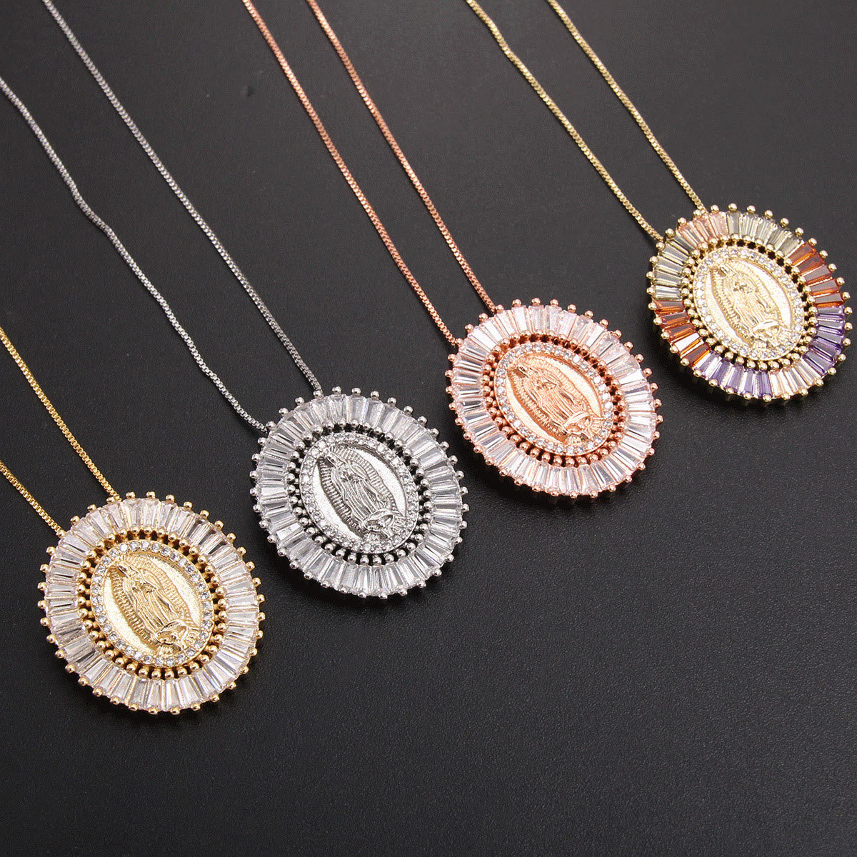 Our Lady of Guadalupe Zirconia Amulet Pendant Necklace