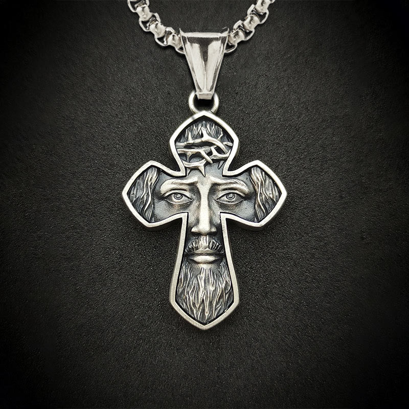 Jesus Cross Silver Handmade Christian Pendant Necklace