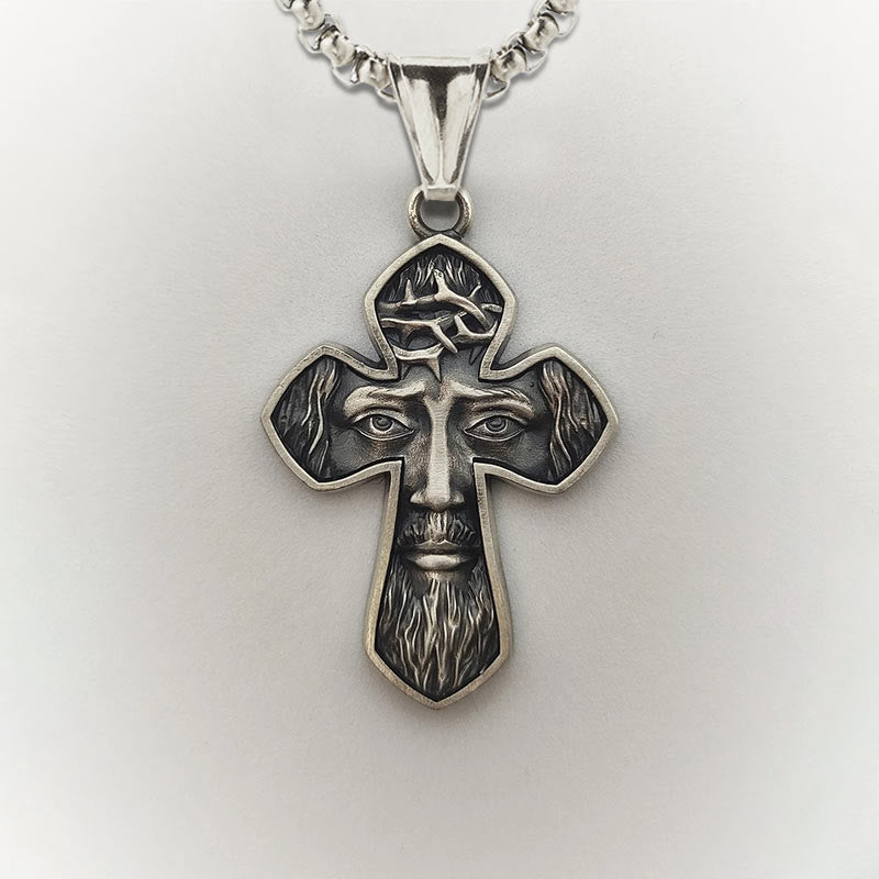 Jesus Cross Silver Handmade Christian Pendant Necklace