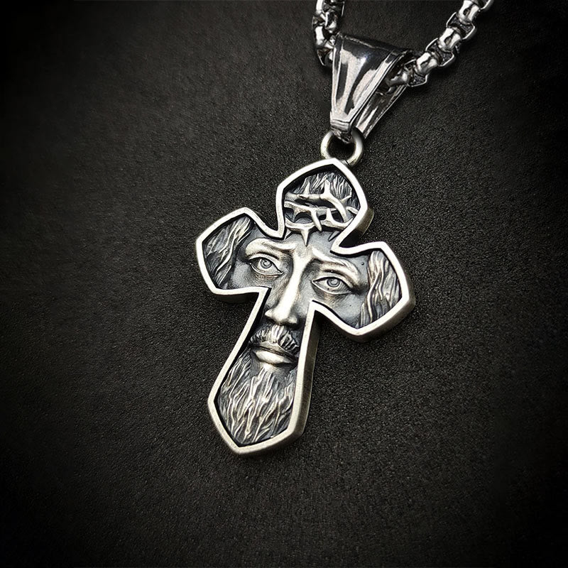 Jesus Cross Silver Handmade Christian Pendant Necklace