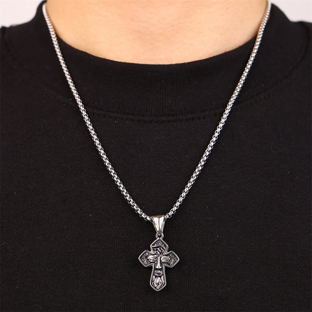 Jesus Cross Silver Handmade Christian Pendant Necklace
