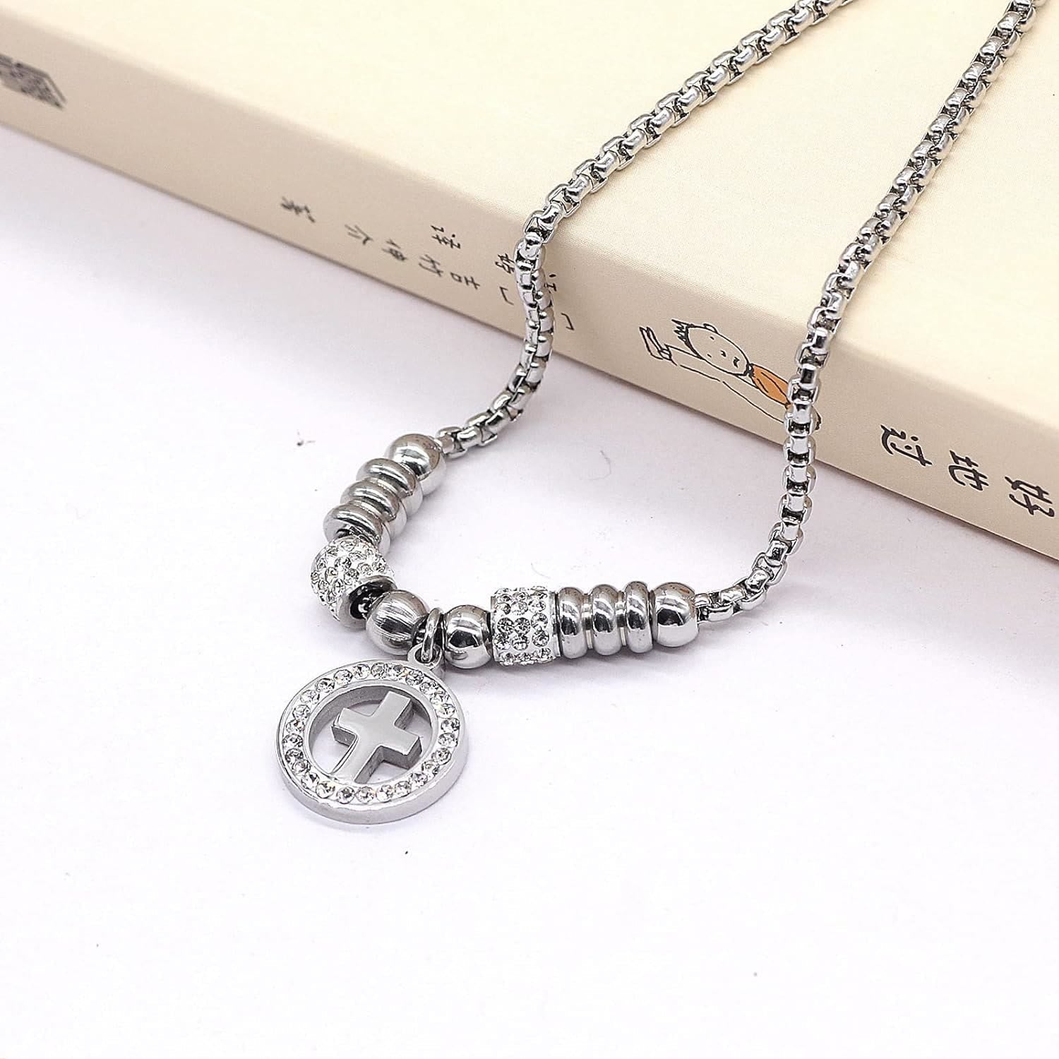 Crafted Circle Cross Charm Zirconia  Bracelet