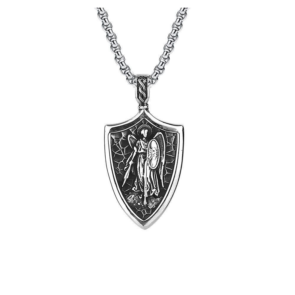 Archangel St. Michael Shield Amulet Titanium Necklace