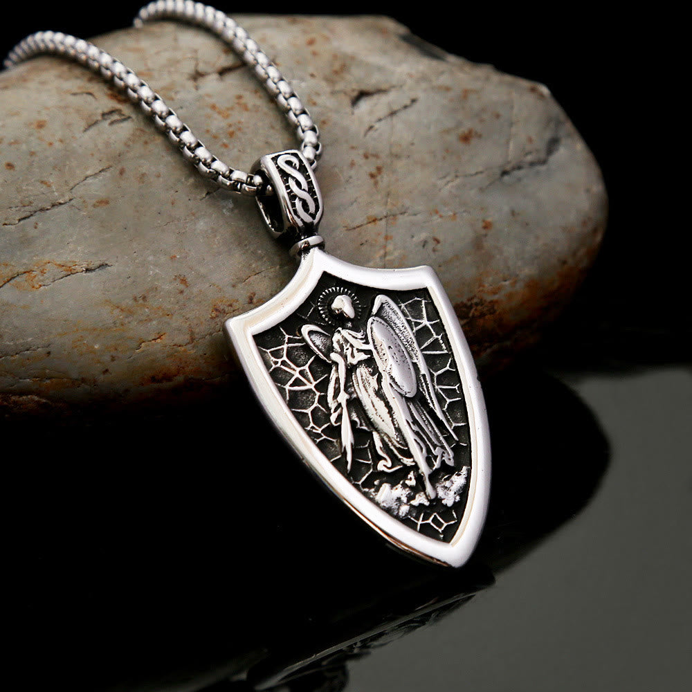Archangel St. Michael Shield Amulet Titanium Necklace