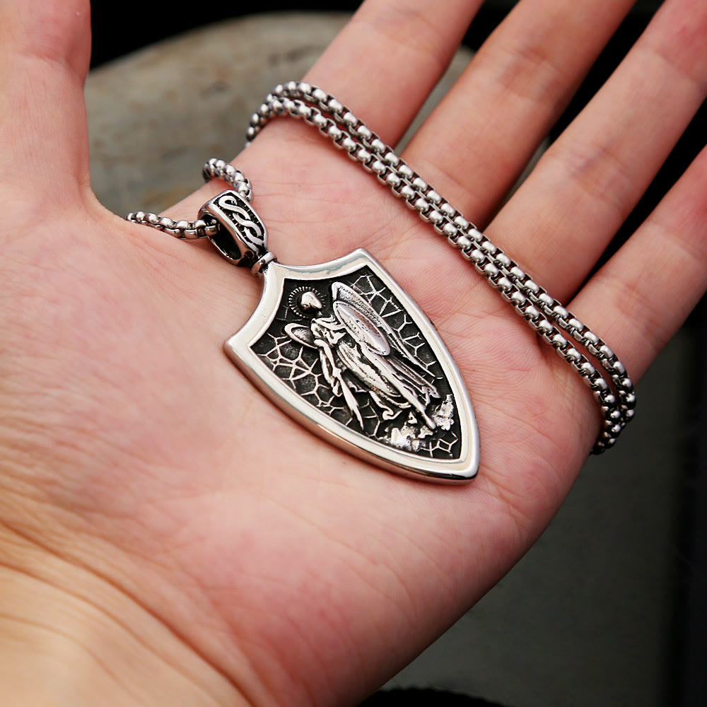 Archangel St. Michael Shield Amulet Titanium Necklace