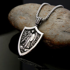 Archangel St. Michael Shield Amulet Titanium Necklace