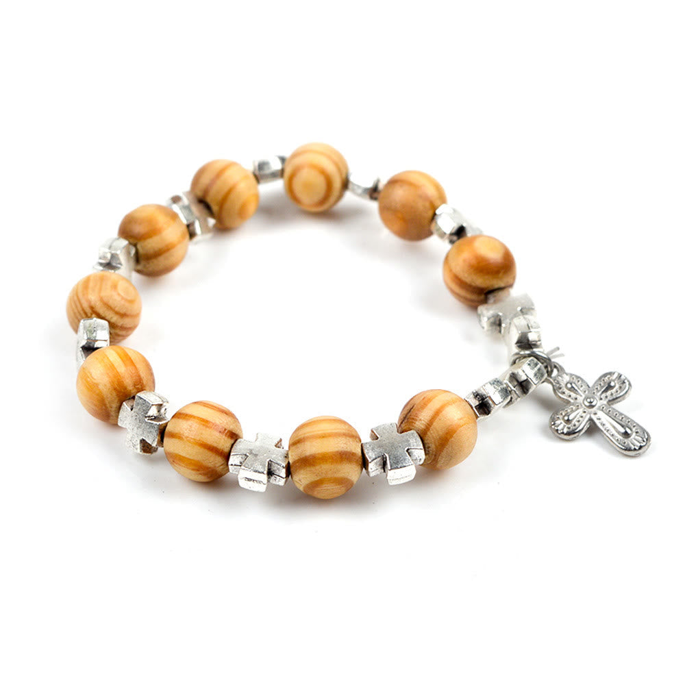 Blessings of Faith: Wooden Beads Prayer Christ Bracelet