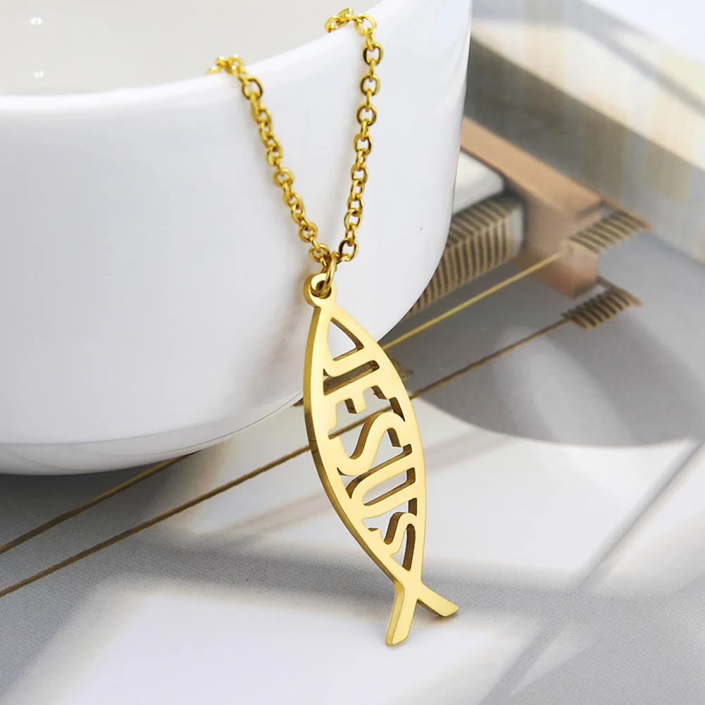 Chain Jesus Fish Shape Necklace