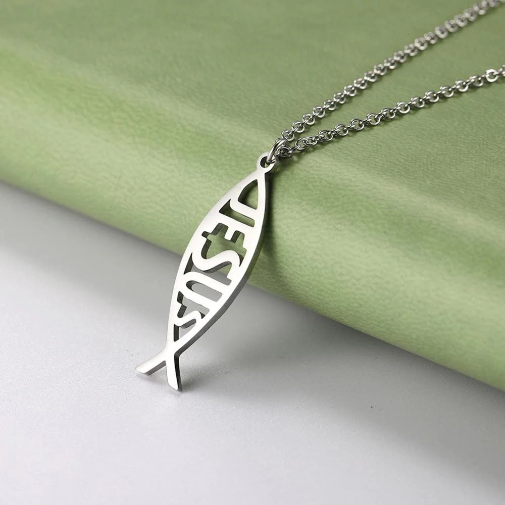 Chain Jesus Fish Shape Necklace