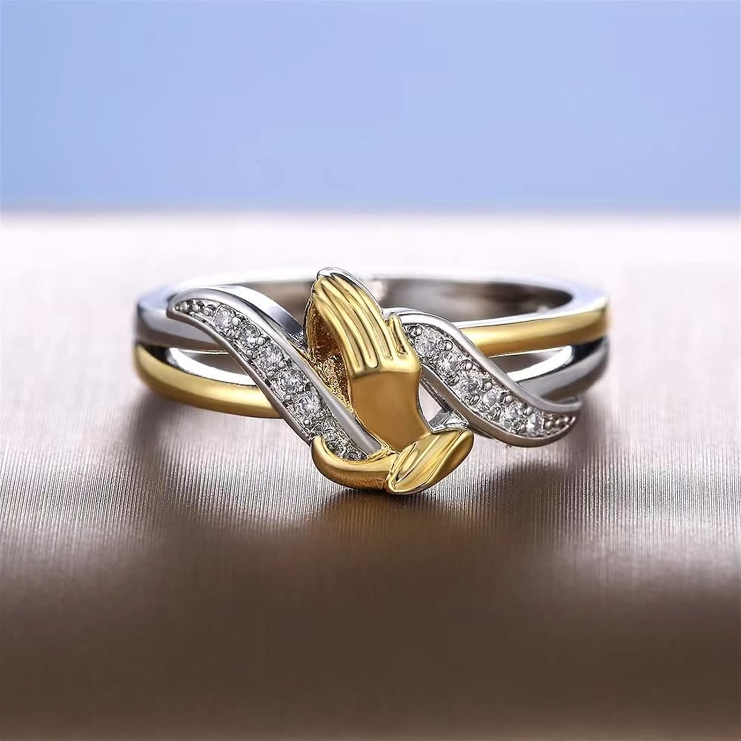 Praying Hands Gold & Silver Ring