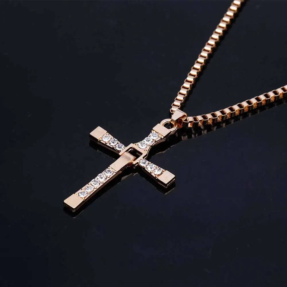 Jewelry Cross Crystal Pendant Chain Necklace