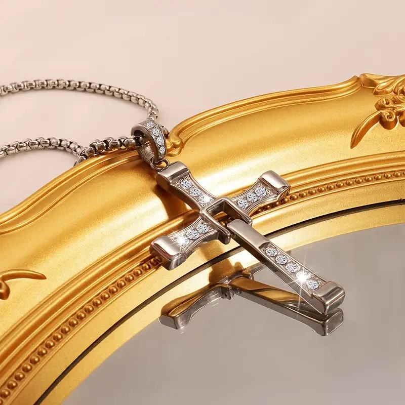 Jewelry Cross Crystal Pendant Chain Necklace