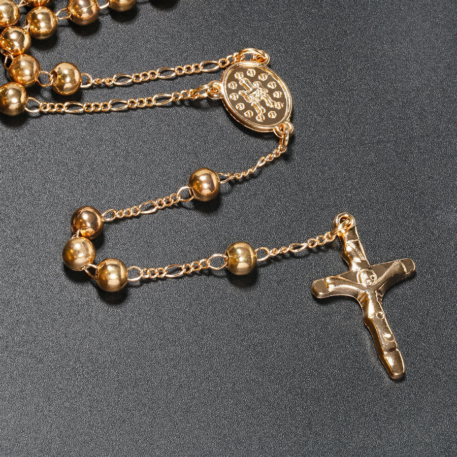 Christian Virgin Mary Long Chain Jesus Cross Religion Rosary