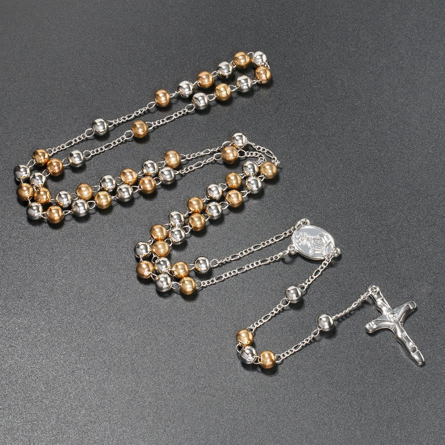 Christian Virgin Mary Long Chain Jesus Cross Religion Rosary