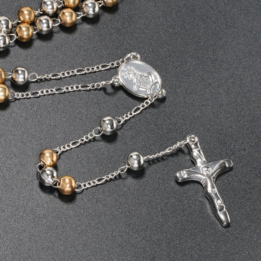 Christian Virgin Mary Long Chain Jesus Cross Religion Rosary