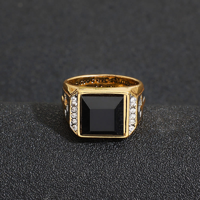 Christian Faith Two Tone Plated Cross Ring - With God All Things Are Possible