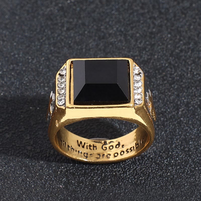Christian Faith Two Tone Plated Cross Ring - With God All Things Are Possible