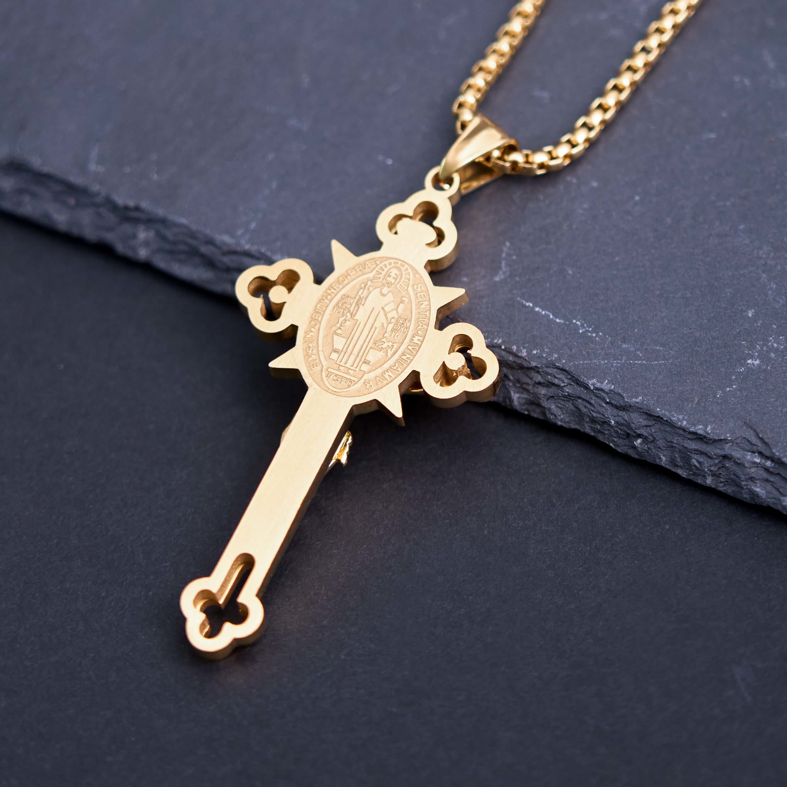 St. Benedict Symbol Crucifix Exorcism Necklace