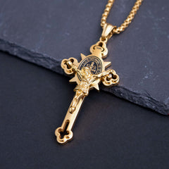 St. Benedict Symbol Crucifix Exorcism Necklace