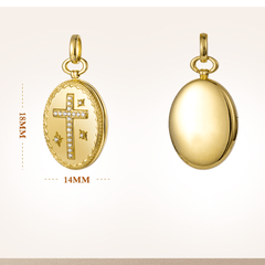 18K Gold Diamond-set Modern Style Cross Treasure Box Pendant Necklace