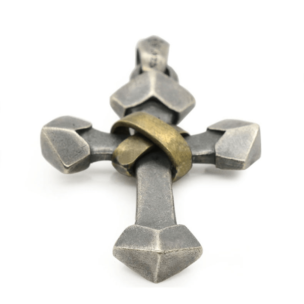 925 Sterling Silver Retro Style Heavy Metal Cross Pendant Necklace