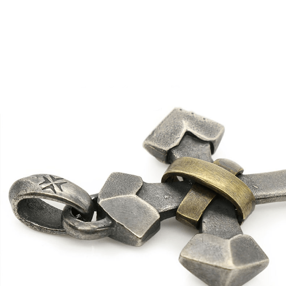 925 Sterling Silver Retro Style Heavy Metal Cross Pendant Necklace