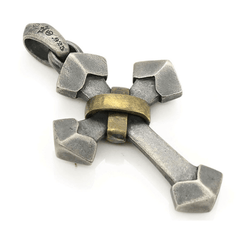 925 Sterling Silver Retro Style Heavy Metal Cross Pendant Necklace