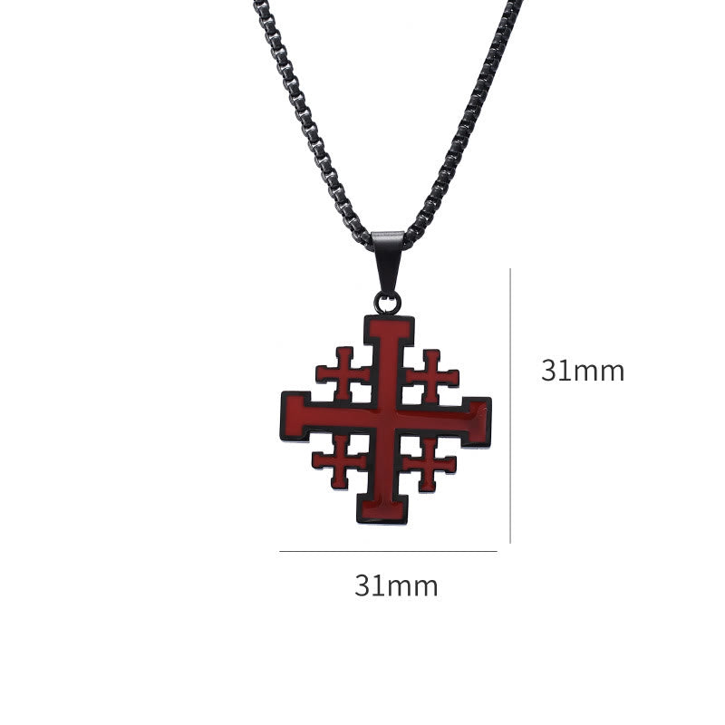 Hip-hop Style Jerusalem Cross Titanium Steel Pendant Necklace