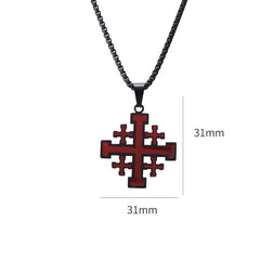 Hip-hop Style Jerusalem Cross Titanium Steel Pendant Necklace