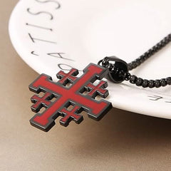 Hip-hop Style Jerusalem Cross Titanium Steel Pendant Necklace