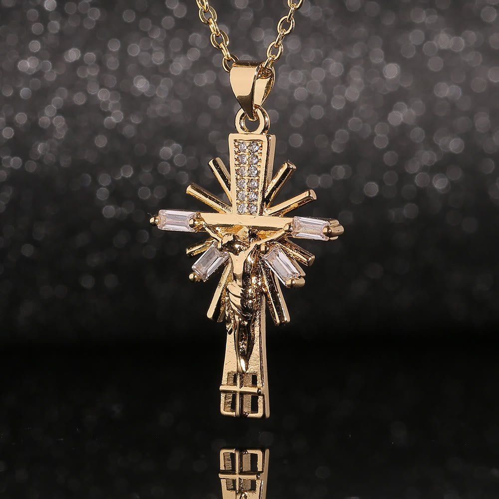 Lightweight Luxury Style Crucifix with Diamonds Pendant Necklace