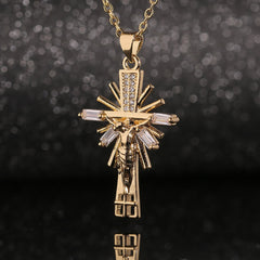 Lightweight Luxury Style Crucifix with Diamonds Pendant Necklace