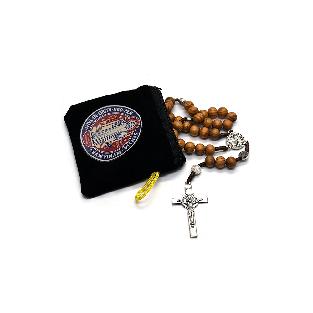 St. Benedict Velvet Rosary Pouch – Protective Storage Bag