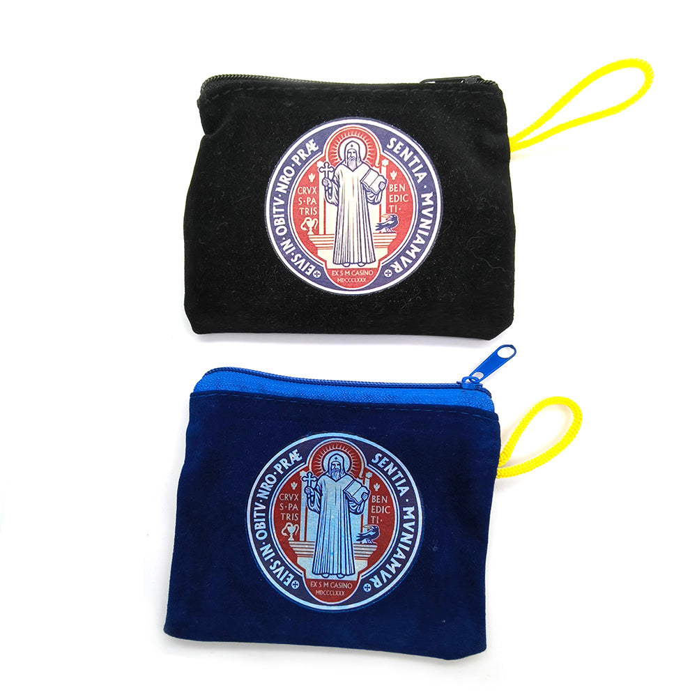 St. Benedict Velvet Rosary Pouch – Protective Storage Bag