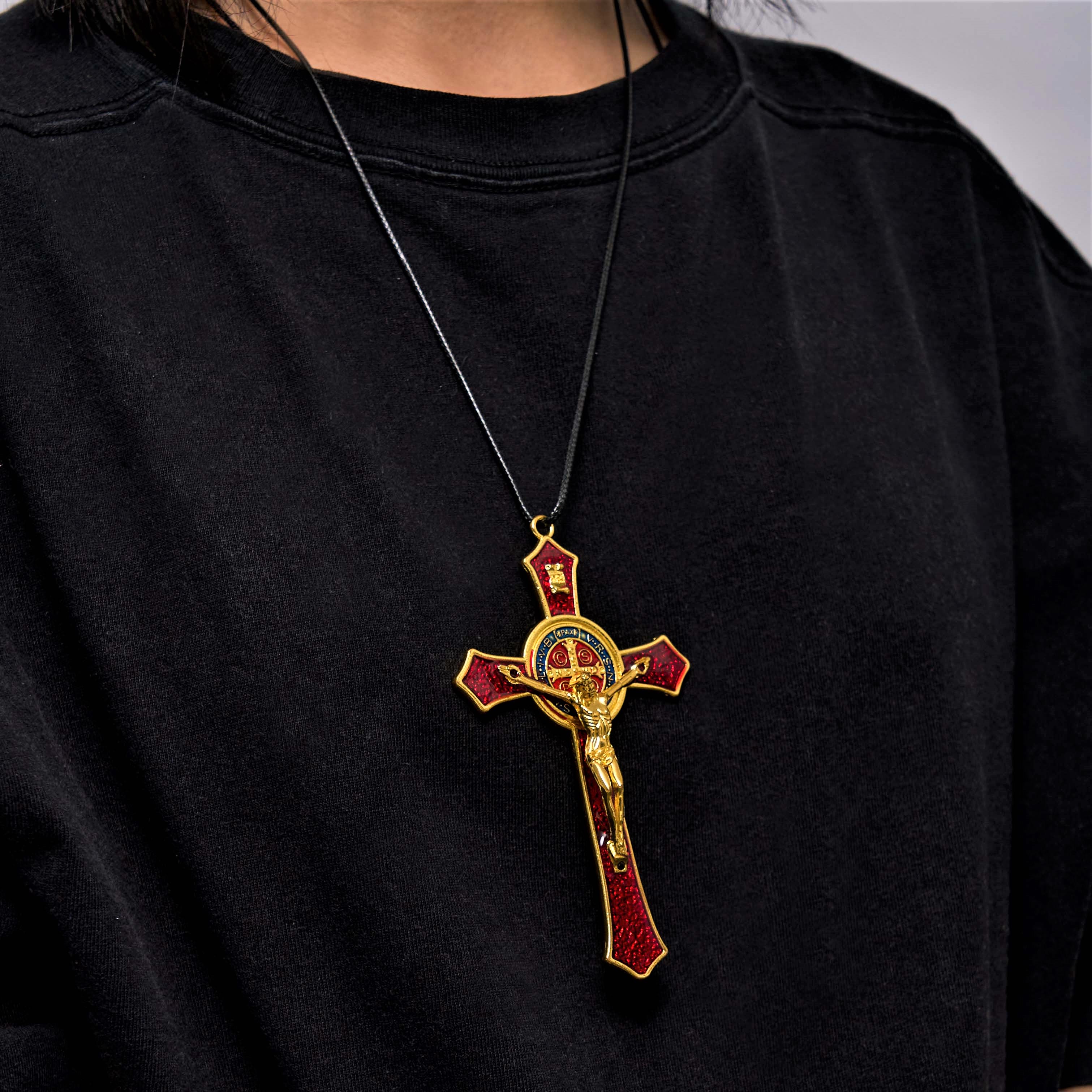 Classic Style Red/Blue Crafted Crucifix Big Size Pendant Necklace(5 color)
