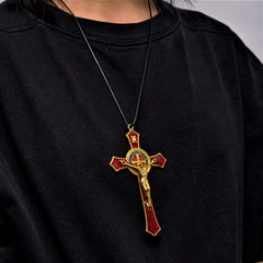 Classic Style Red/Blue Crafted Crucifix Big Size Pendant Necklace(5 color)