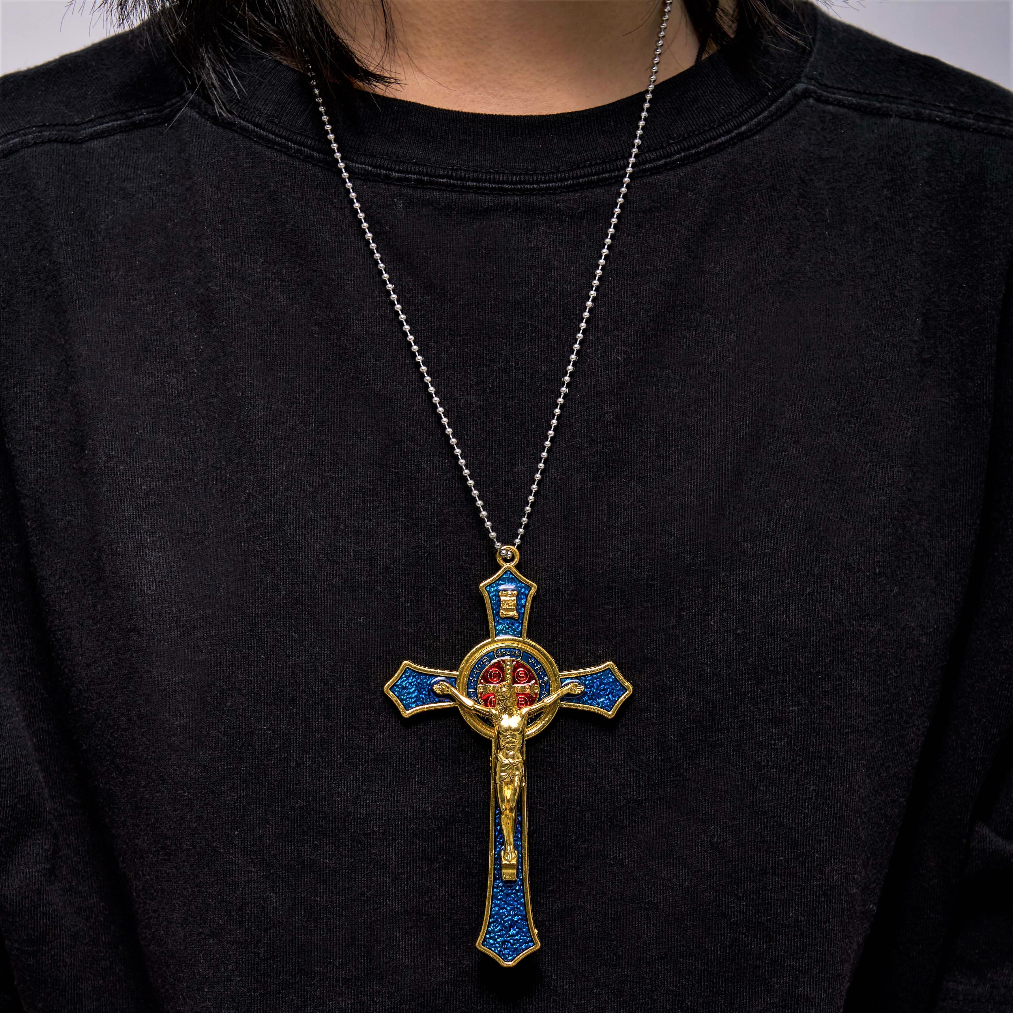Classic Style Red/Blue Crafted Crucifix Big Size Pendant Necklace(5 color)