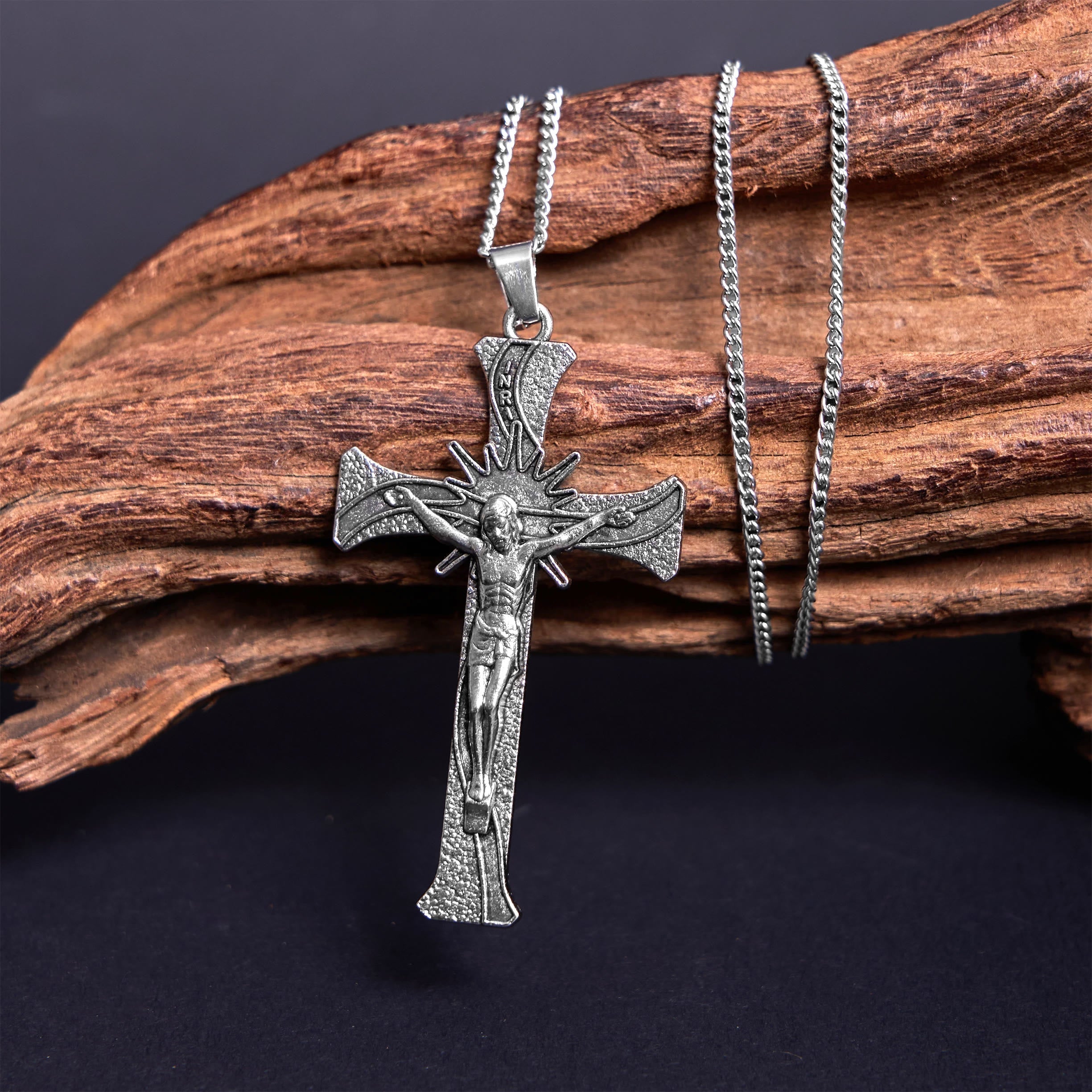 Classic Retro Style Jesus Cross Crucifix Alloy Pendant Necklace