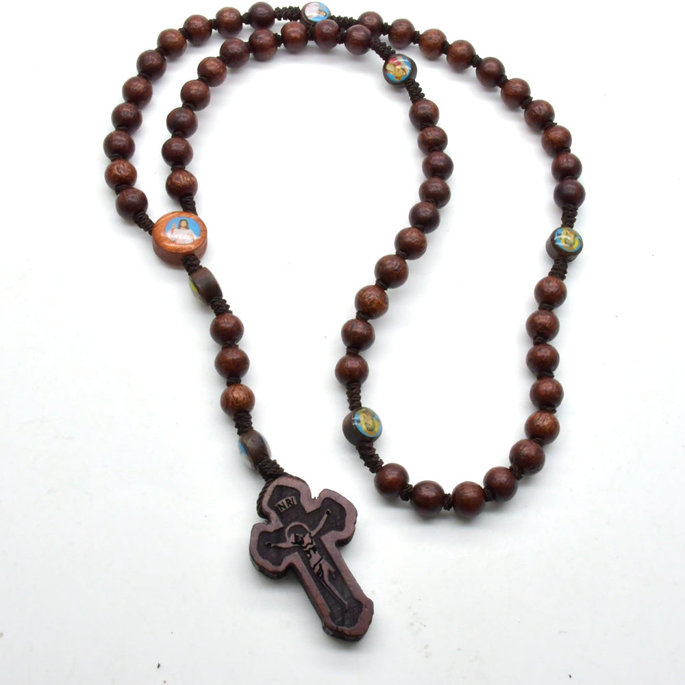 Handcrafted Rosewood Rosary Necklace – Premium Wooden Beads with Cross